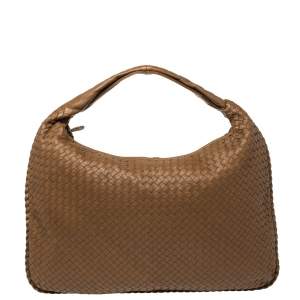 Pre Owned Bottega Veneta Brown Intrecciato Leather Maxi Veneta Hobo 