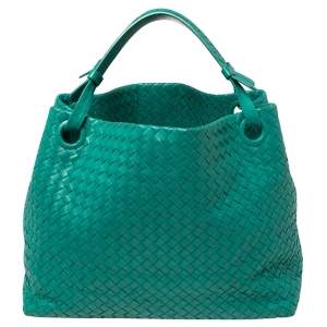 Pre Owned  Bottega Veneta Green Intrecciato Leather Garda Tote