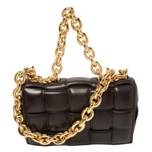 Pre Owned Bottega Veneta Brown Leather Chain Cassette Shoulder Bag 
