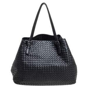 Pre Owned Bottega Veneta Black Intrecciato Leather Large Cesta Tote