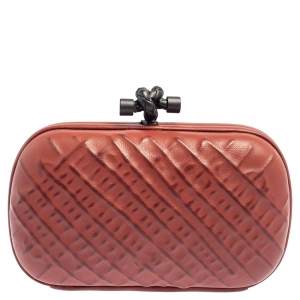 Pre Owned Bottega Veneta Cinnamon Leather Knot Clutch