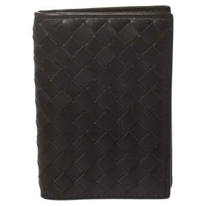 Pre Owned Bottega Veneta Brown Intrecciato Leather Card Holder