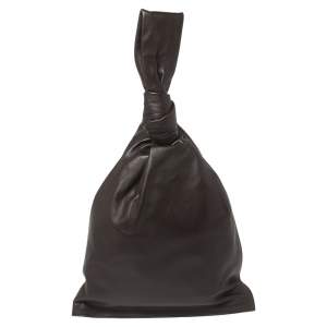 Pre Owned Bottega Veneta Dark Brown Leather BV Knotted Twist Clutch