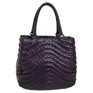 Pre Owned Bottega Veneta Purple Intrecciato Leather Large Maggiore Tote