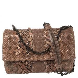 Pre Owned Bottega Veneta Beige/Brown Intrecciato Ayers And Karung Olimpia Baby Shoulder Bag 