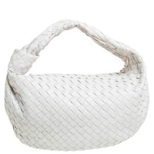 Pre Owned Bottega Veneta White Leather Jodie Hobo