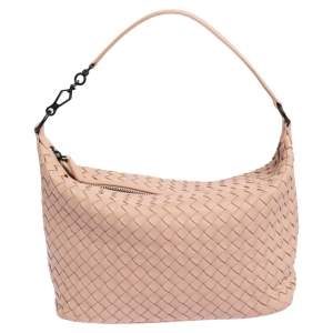 Pre Owned Bottega Veneta Pink Intrecciato Leather Small Shoulder Bag