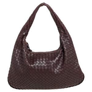 Pre Owned Bottega Veneta Dark Brown Intrecciato Leather Small Veneta Hobo