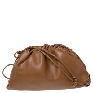 Pre Owned Bottega Veneta Brown Leather Mini The Pouch Shoulder Bag