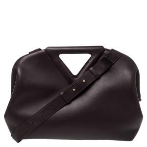 Pre Owned Bottega Veneta Plum Leather The Triangle Shoulder Bag