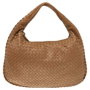 Pre Owned Bottega Veneta Beige Intrecciato  Leather Veneta Hobo
