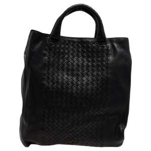 Pre Owned Bottega Veneta Black Intrecciato Leather Tote