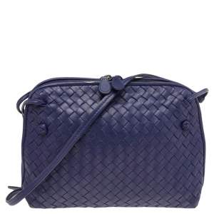 Bottega Veneta Purple Intrecciato  Leather Nodini Shoulder Bag