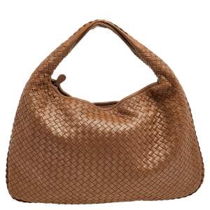 Pre Owned Bottega Veneta Brown Intrecciato Leather Veneta Hobo