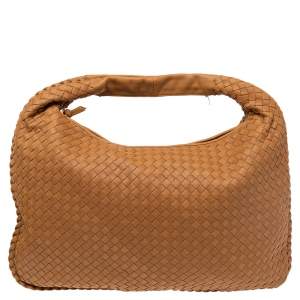 Pre Owned Bottega Veneta Beige Leather Intrecciato Large Veneta Hobo