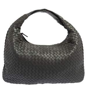 Pre Owned Bottega Veneta Grey Intrecciato Leather Small Veneta Hobo