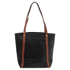 Pre Owned Bottega Veneta Black/Brown Textured Leather Vintage Tote