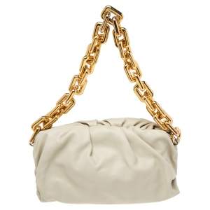 Pre Owned Bottega Veneta White Leather The Chain Pouch Bag