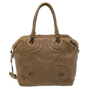 Pre Owned Bottega Veneta Beige Leather Tote