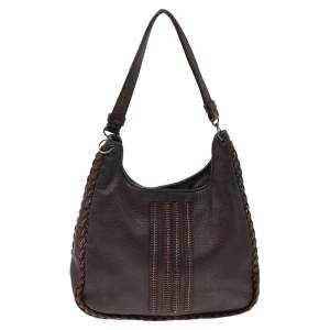 Pre Owned Bottega Veneta Brown Leather Hobo
