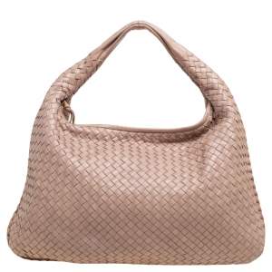 Pre Owned Bottega Veneta Beige Intrecciato Leather Medium Veneta Hobo