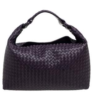 Pre Owned Bottega Veneta Purple Intrecciato Leather Sloane Hobo