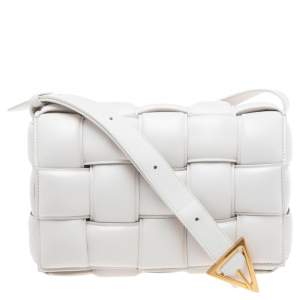 Pre Owned Bottega Veneta White Padded Leather Cassette Shoulder Bag