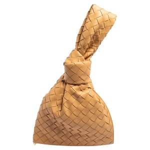 Pre Owned Bottega Veneta Beige Intrecciato Leather BV Twist Clutch