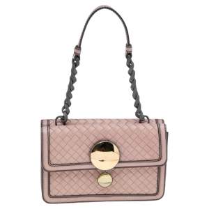 Pre Owned Bottega Veneta Pink Intrecciato Leather Sphere Top Handle Bag