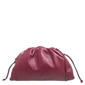 Pre Owned Bottega Veneta Bordeaux Leather Mini The Pouch Bag