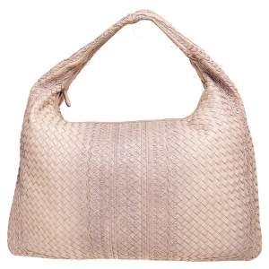 Pre Owned Bottega Veneta Ombre Beige Intrecciato Leather Maxi Veneta Hobo 