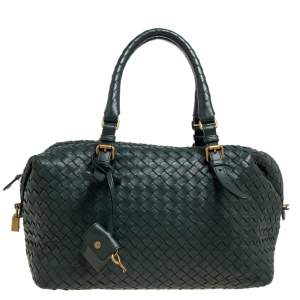 Bottega Veneta Green Intrecciato Boston Bag