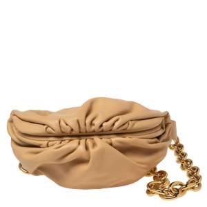 Bottega Veneta Almond Beige Leather The Belt Chain Pouch