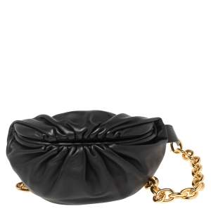 Bottega Veneta Black Leather The Belt Chain Pouch