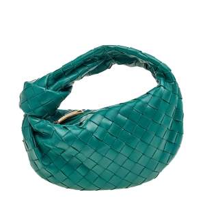 Pre Owned Bottega Veneta Teal Intrecciato Leather Mini Jodie Hobo
