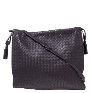 Pre Owned Bottega Veneta Mauve Intrecciato Leather Drawstring Shoulder Bag