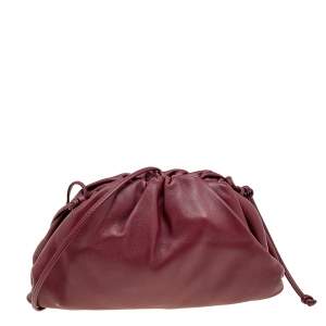 Pre Owned Bottega Veneta Burgundy Leather Mini Pouch Clutch