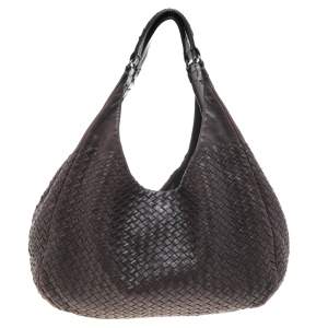 Pre Owned Bottega Veneta Brown Intrecciato Leather Campana Hobo