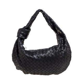 Pre Owned Bottega Veneta Black Leather BV Jodie Hobo