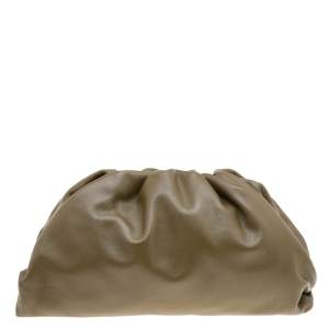 Pre Owned Bottega Veneta Olive Green Leather The Pouch Clutch