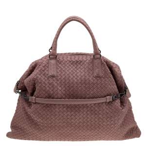 Pre Owned Bottega Veneta Old Rose Intrecciato Leather Large Convertible Tote