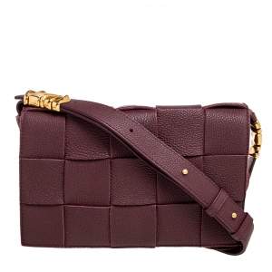 Pre Owned Bottega Veneta Burgundy Leather Cassette Shoulder Bag