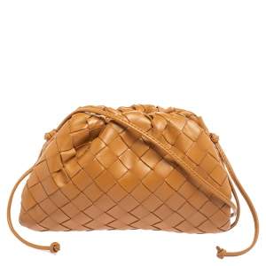 Pre Owned Bottega Veneta Tan Intrecciato Leather Mini The Pouch Bag