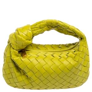 Pre Owned Bottega Veneta Apple Green Intrecciato Leather Mini BV Jodie Hobo