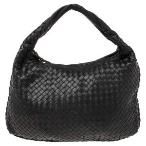 Pre Owned Bottega Veneta Black Intrecciato Leather Hobo