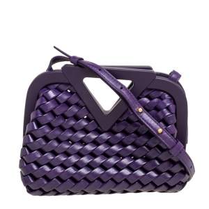 Pre Owned Bottega Veneta Purple Woven Leather Point Shoulder Bag