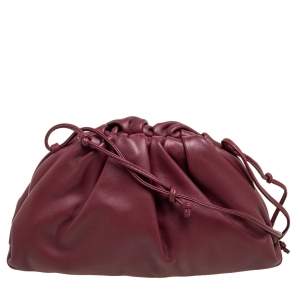 Pre Owned Bottega Veneta Bordeaux Leather Mini The Pouch Bag