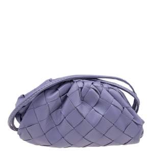 Pre Owned Bottega Veneta Purple Intrecciato Leather Wristlet Coin Purse