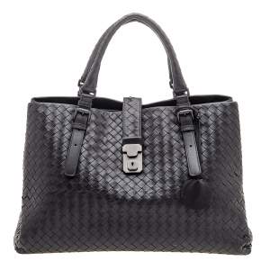 Pre Owned Bottega Veneta Dark Brown Intrecciato Leather Medium Roma Tote