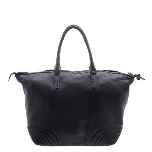 Pre Owned Bottega Veneta Black Intrecciato Leather Tote
